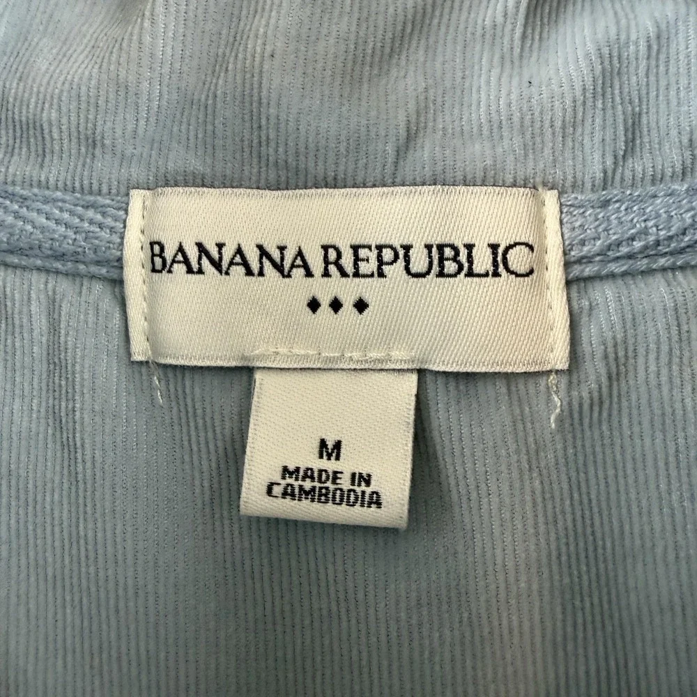 Banana Republic Sweater‎ Mens Medium Blue Cotton 1/4 Zip Mock Neck Elbow Patch